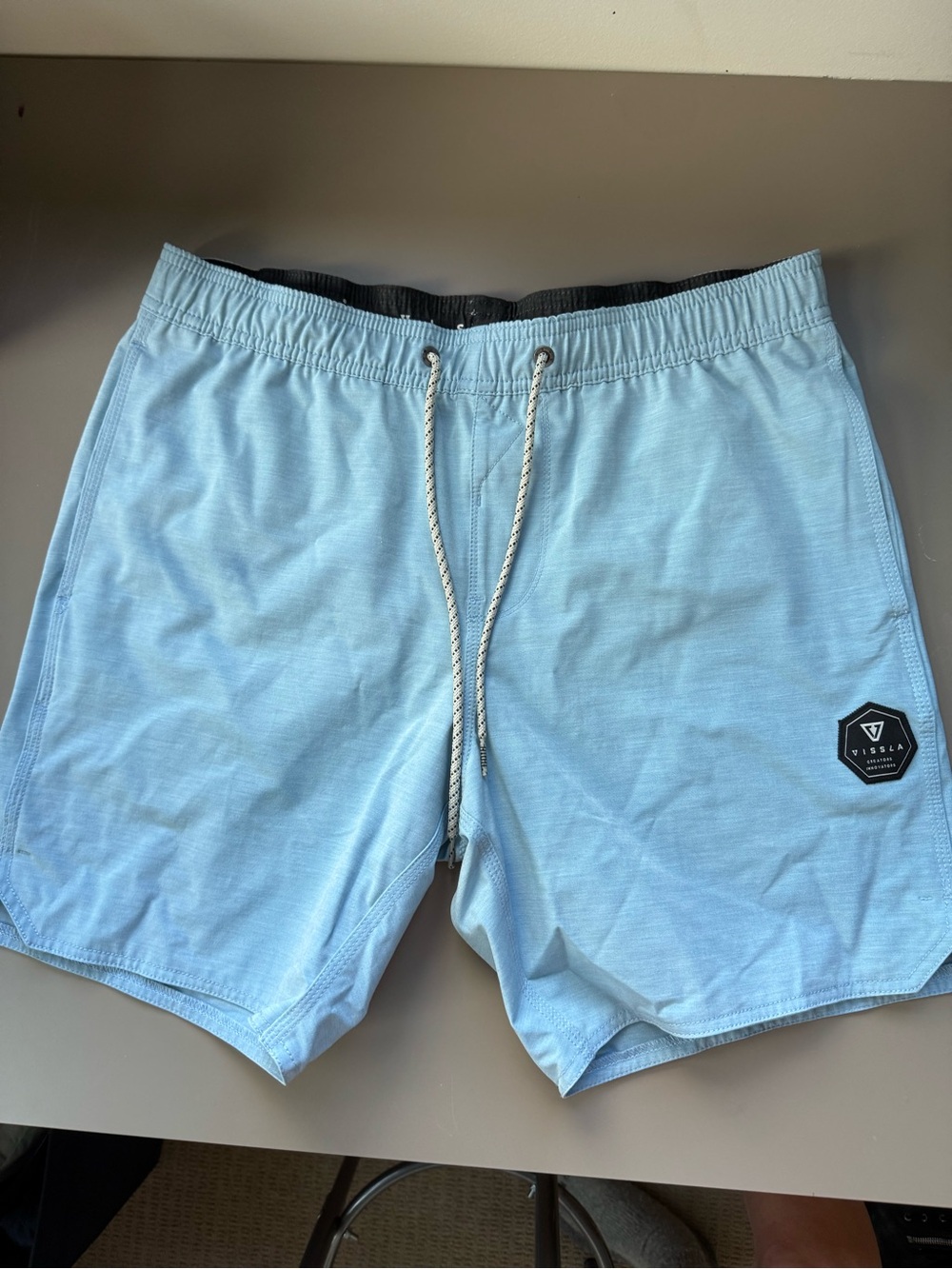 VISSLA Sky Blue Men's Swim Shorts with Black Waistband